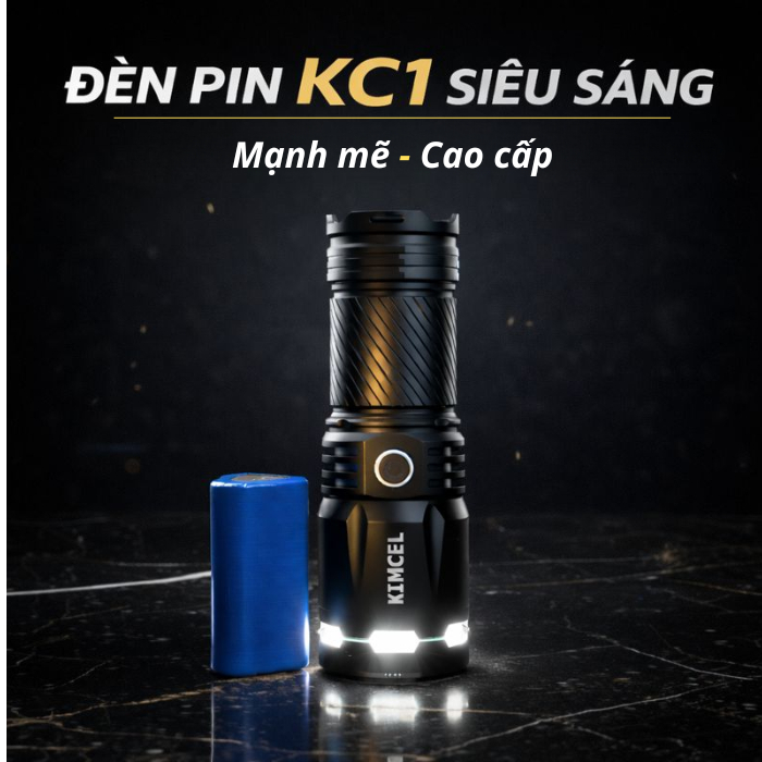 Đèn Pin KC1 KIMCEL Cao Cấp – Siêu Sáng, Thu Phóng, Sạc Điện Thoại