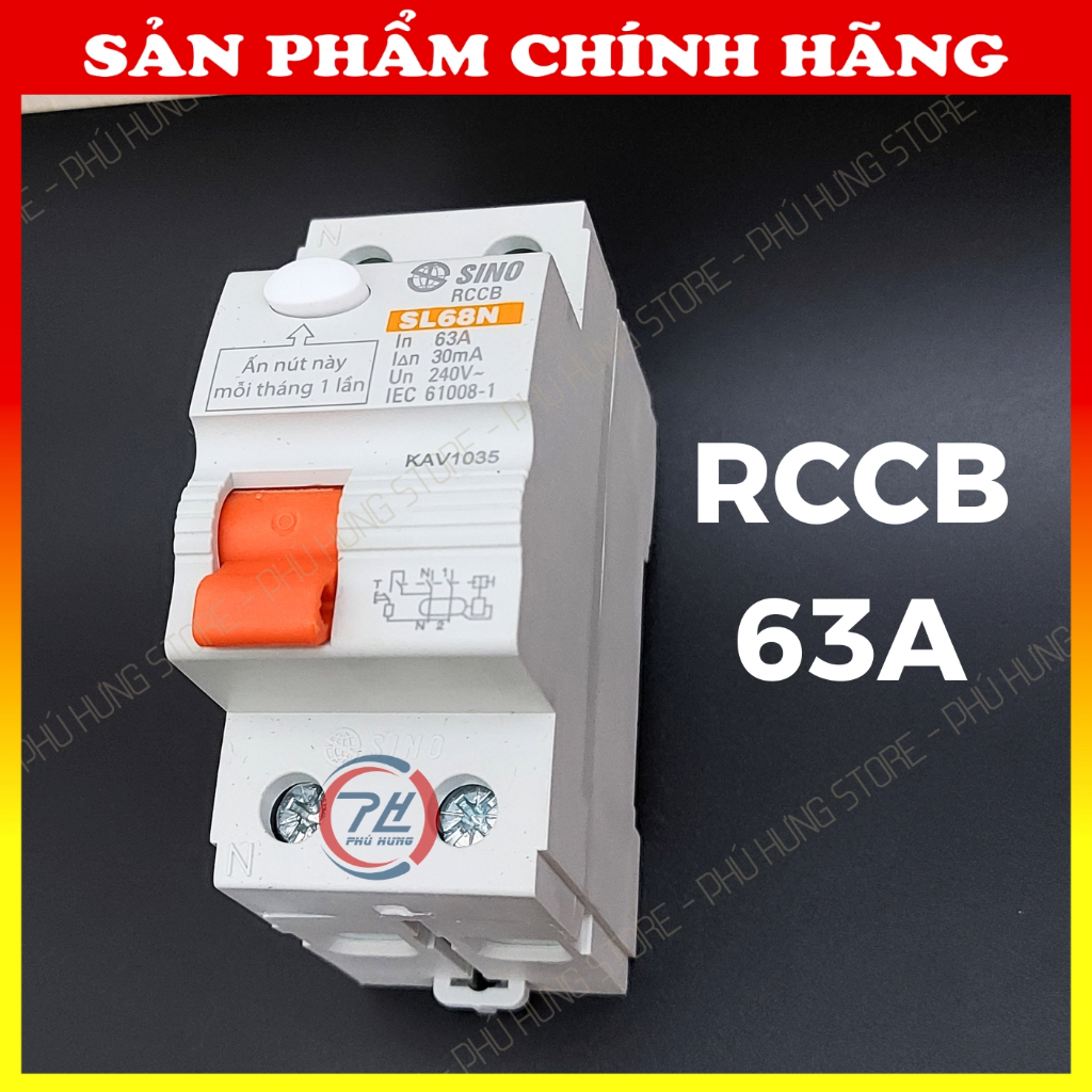 Át Chống Giật Sino 63A RCCB 2P 30mA Chính Hãng – Aptomat Chống Rò Điện Tiêu Chuẩn IEC