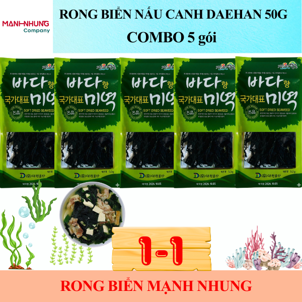  COMBO 5 gói RONG BIỂN KHÔ NẤU CANH 50g DAEHAN Hàn Quốc - RONG BIỂN MẠNH NHUNG MN 