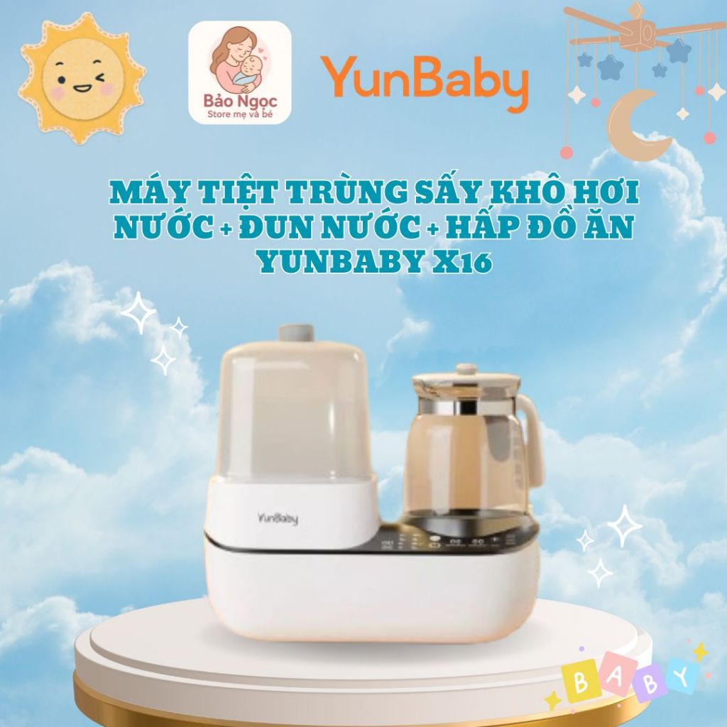 Máy Tiệt Trùng Sấy Khô Hơi Nước Yunbaby X16 Đun nước-Hâm sữa-Sấy khô-Rã đông-Hấp đồ ăn(có quà)