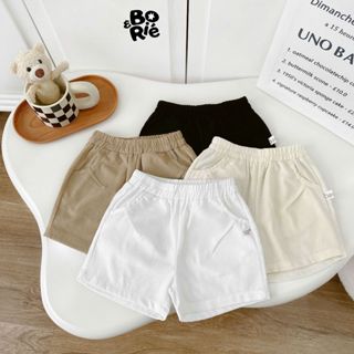  Quần sooc đùi linen kaki mềm bé trai bé gái unisex trắng đen nâu be BORIE 9 đến 30kg A035 