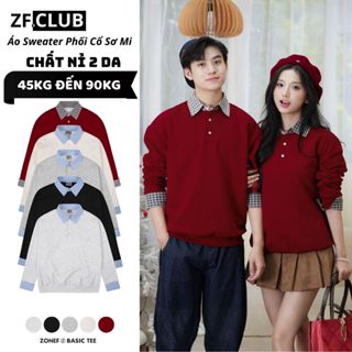  ÁO SWT POLO Z_Club Đỏ Phối Cổ Somi kẻ Chất Nỉ Da Cá Form Xuông Dày Dặn Nam Nữ Mặc Thanh Lịch Năng Động 