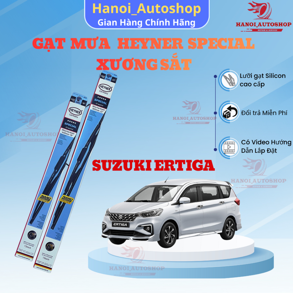 Gạt Mưa Xe SUZUKI ERTIGA 2014-2024 Gạt Mưa HEYNER SPECIAL Xương Sắt Mạ Grafit Combo size 40cm / 56cm