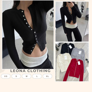 Áo Khoác Gân Len Đính Nút - AO00006 - Leona Clothing.