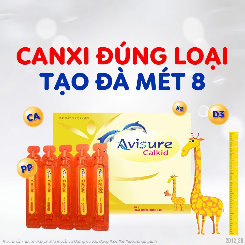 Canxi cho bé Avisure Calkid bổ sung canxi hữu cơ và D3 giúp trẻ cao lớn vượt trội 30 ống