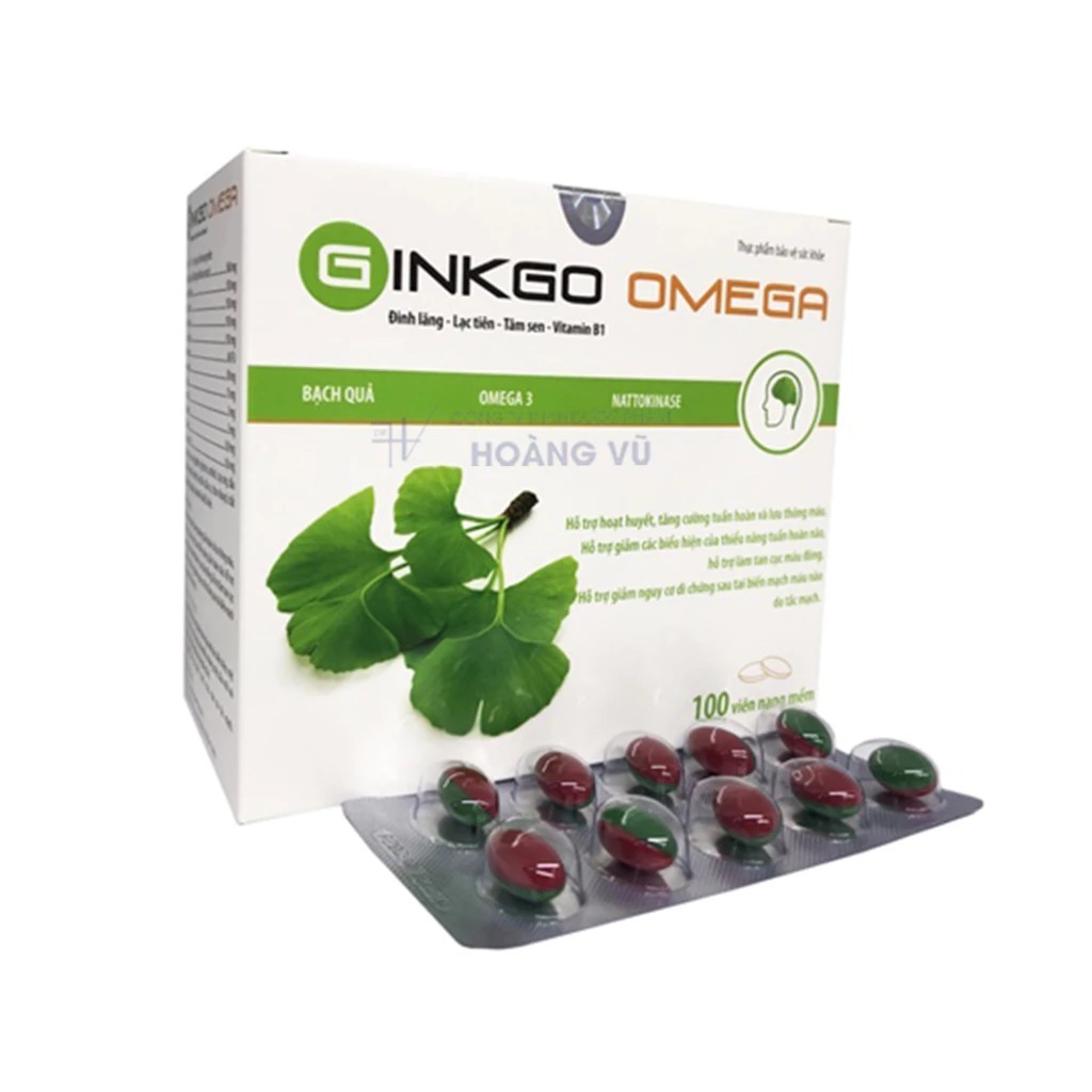 Viên uống tăng cường tuần hoàn não GINKGO OMEGA - Giúp giảm đau đầu, chóng mặt, mất ngủ