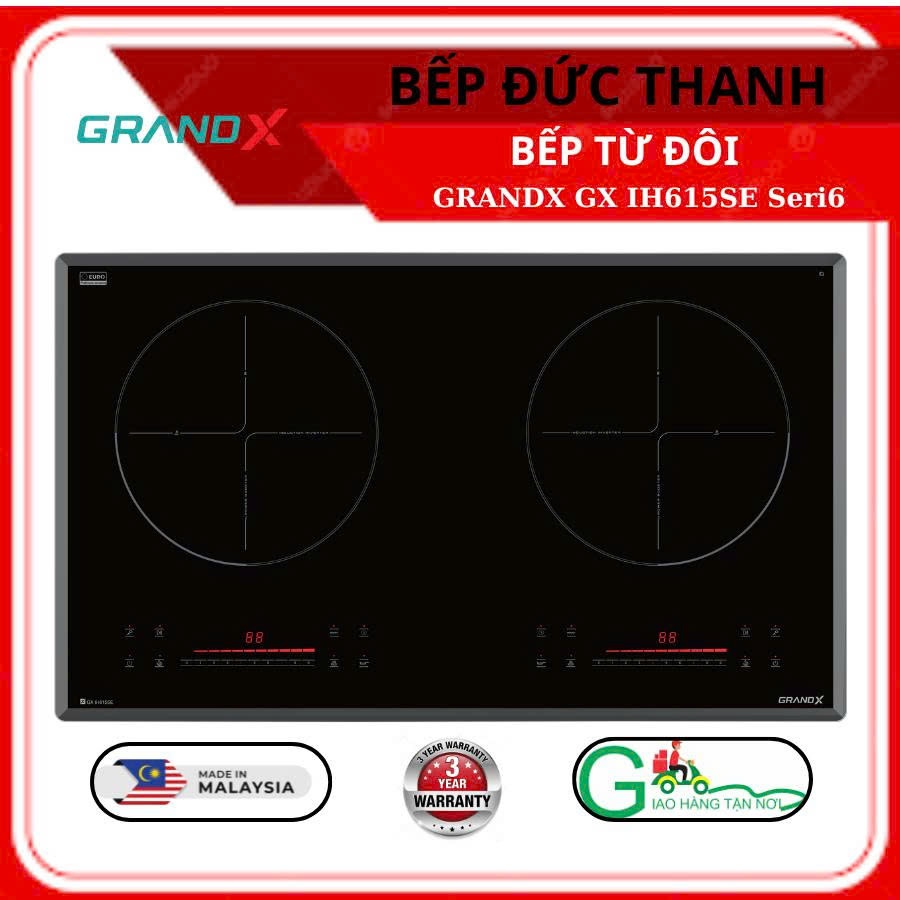 Bếp Từ GRANDX GX IH615SE Công Suất 3000W Mỗi Bên , Inveter Tiết Kiệm Điện . Nhập Khẩu Malaysia