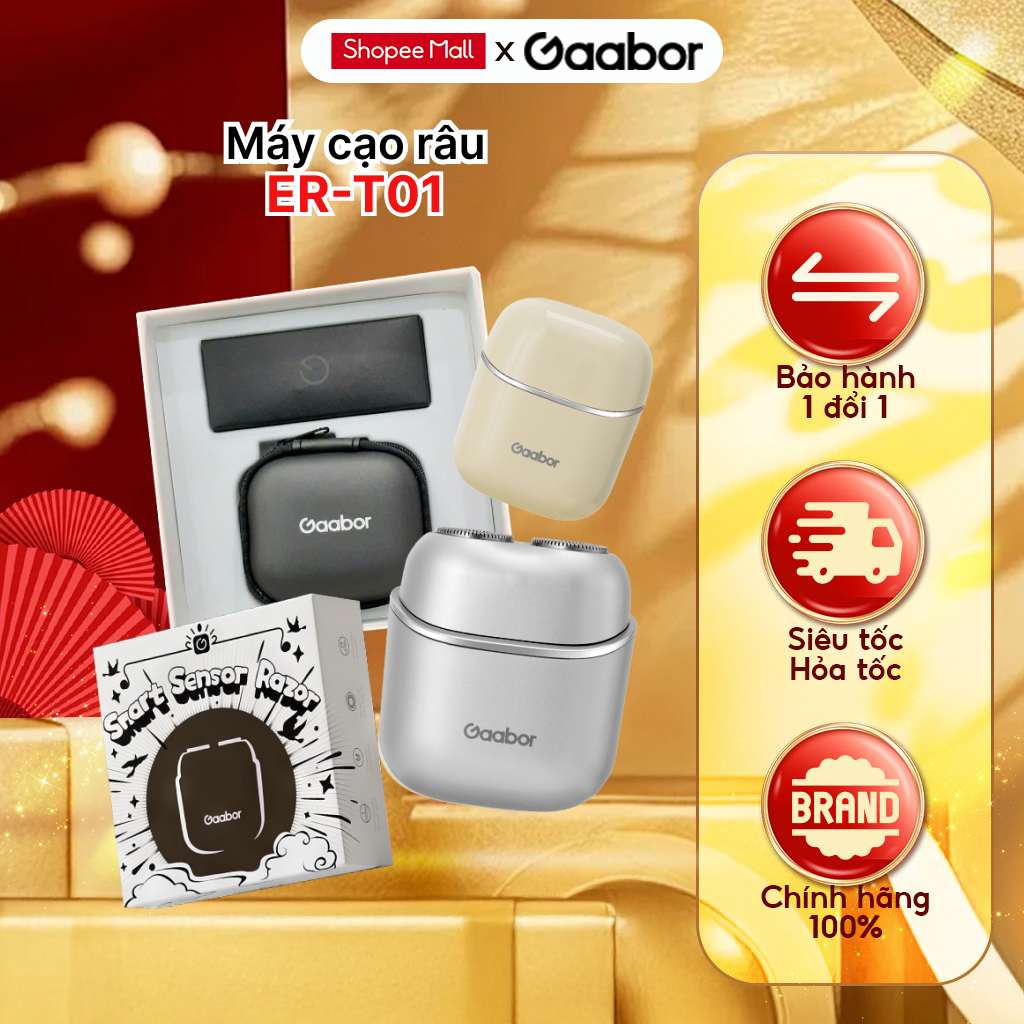 Máy cạo râu Gaabor ER-T01 đầu cạo 3D ôm vòng, chống nước IPX7, thiết kế nhỏ gọn có kèm hộp làm quà