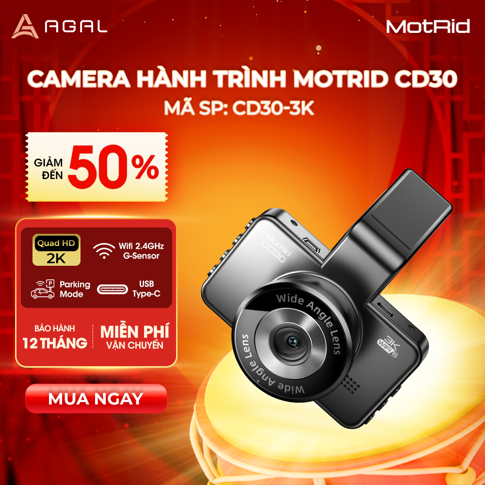 Camera Hành Trình Motrid CD30 3K Wifi 2.4ghz, G-Sensor, Điều Khiển Bằng Giọng Nói