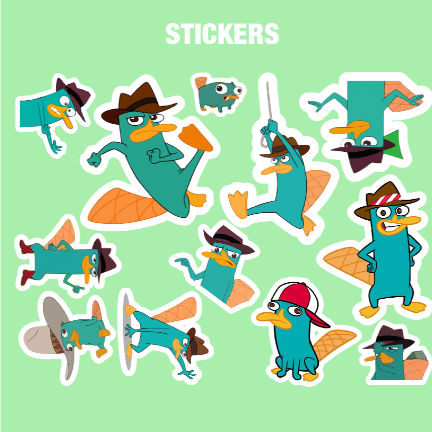 50 sticker Thú mỏ vịt Perry - Hình dán Vịt Perry phim Phineas and Ferb Nhân vật Điệp vụ P đáng yêu
