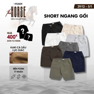   NGANG GỐI  Quần short nam BASIC SLEEK form ngang gối lưng thun khóa kéo chất kaki cá sấu dày dặn ít nhăn - FEAER 