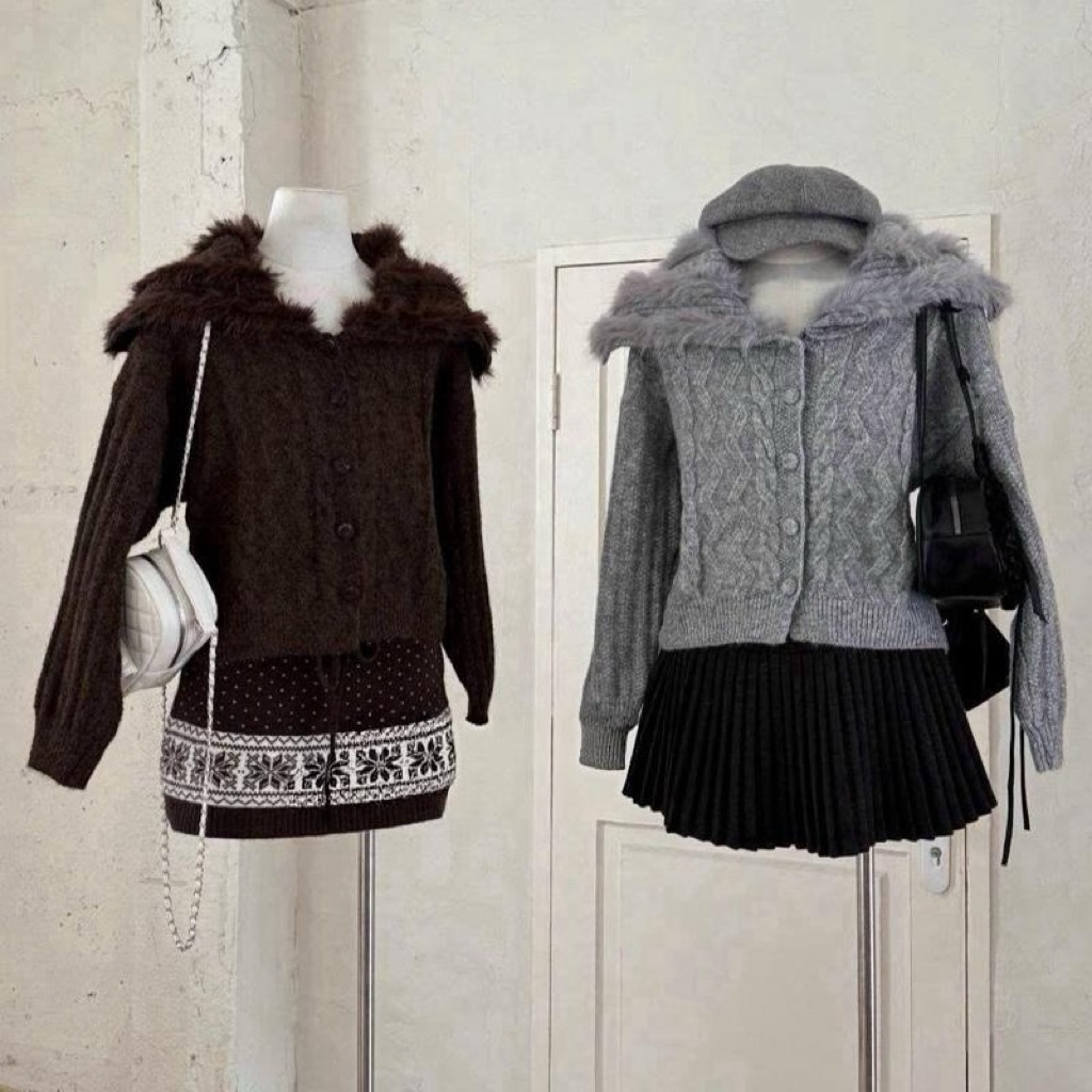 Xteen - Áo cardigan len thừng lông 605499