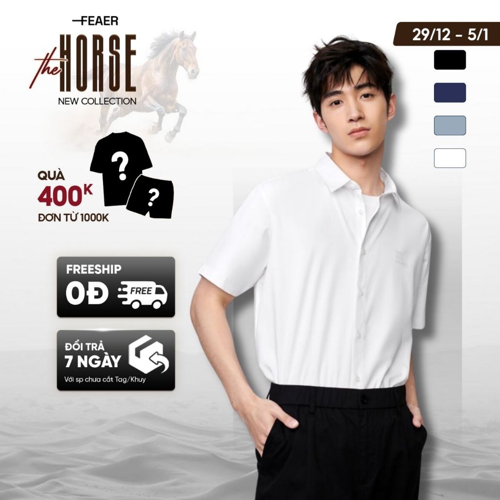 [GIÁ CỰC TỐT]  Áo sơ mi FEAER DENIM thoáng khí nhẹ thoải mái chất lụa BASIC SHORT