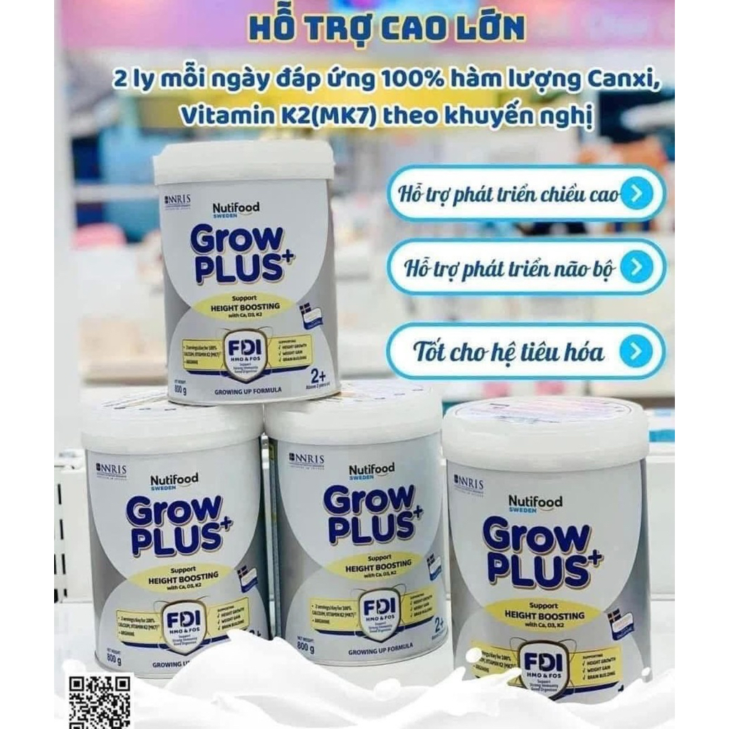 Sữa Grow Plus Bạc nutifood hỗ trợ tăng chiều cao cho bé