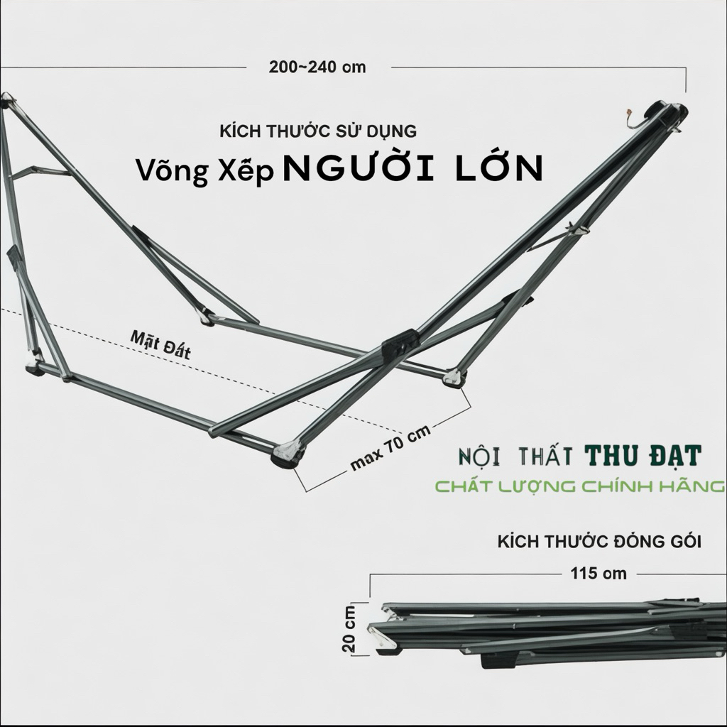 [SIÊU RẺ] Võng xếp Người Lớn nằm, dá võng xếp gọn phi sắt 32