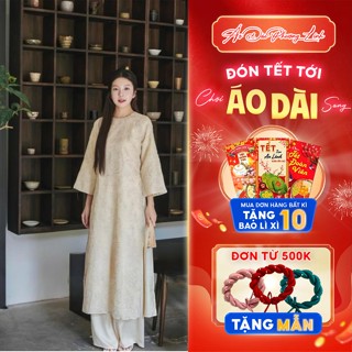  Áo Dài 4 Tà Nữ Tơ Đũi Thêu Hoa Nổi Cổ Tròn - Áo Dài Cách Tân Dự Tiệc Chụp Ảnh Sự Kiện | Áo dài Phương Linh 