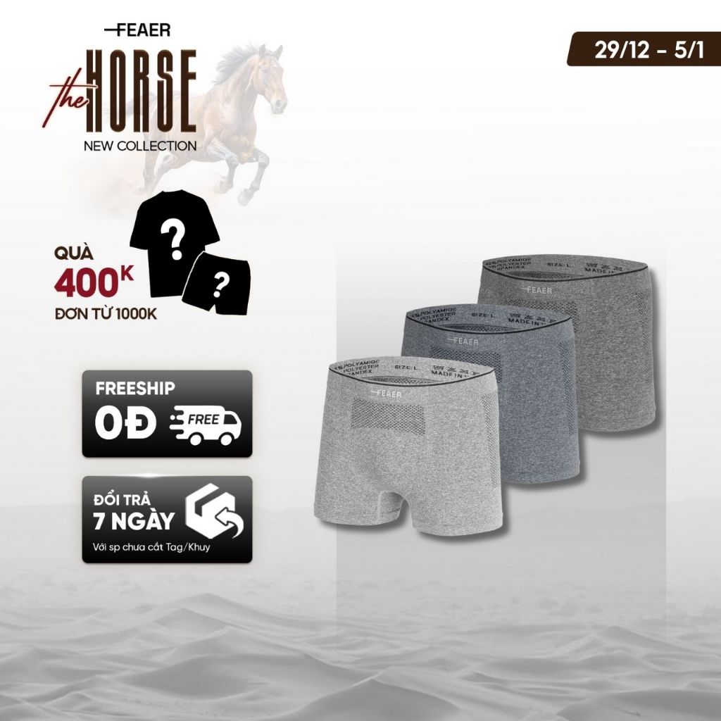 Quần lót Boxer nam DỆT KIM cao cấp  thoáng khí, kháng khuẩn, co giãn tốt - FEAER DENIM