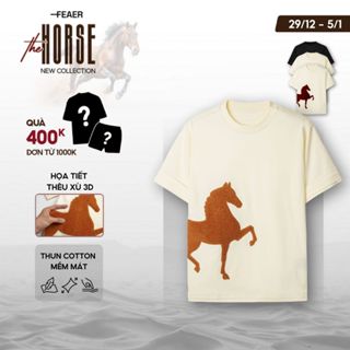  Áo thun PONEY thêu xù hình ngựa 3D mới lạ ý nghĩa thăng tiến may mắn vải cotton tự nhiên mềm mát tôn dáng - FEAER 