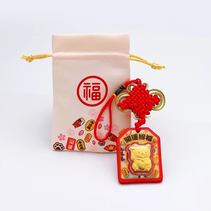 Dây Treo Mèo Thần Tài Mạ Vàng - Thu Hút Tài Lộc Treo Xe Ô tô