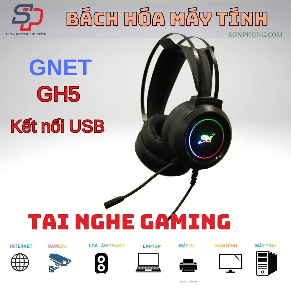 Tai nghe Gnet GH5 Plus. Kết nối USB