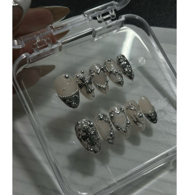 [2H-073]Nailbox Y2K thạch nude tráng gương siu sáng