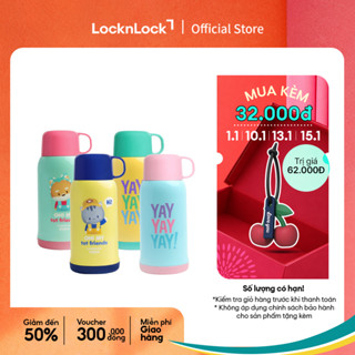  Bình giữ nhiệt có ống hút cho bé kèm túi và dây đeo LocknLock Animal Friend Kids tumbler LHC1475 550ml 