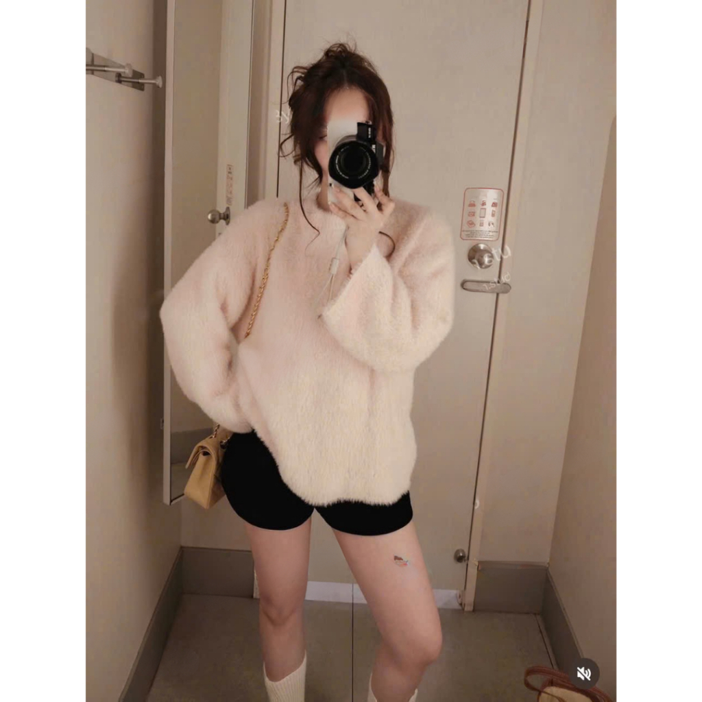 𝟏𝟒𝐚𝐦.𝐬𝐭𝐮𝐝𝐢𝐨 | Áo Len Lông Thỏ Nữ Dáng Rộng Tay Dài Phong Cách Hàn Quốc Hàng QC