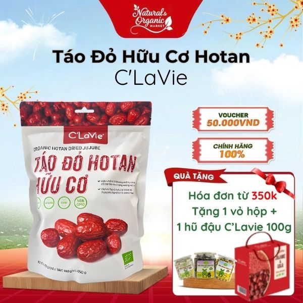 Táo Đỏ Hữu Cơ Organic Hotan C’LaVie 450g Quả to đều loại 1, Hỗ Trợ Giấc Ngủ - Natural Market