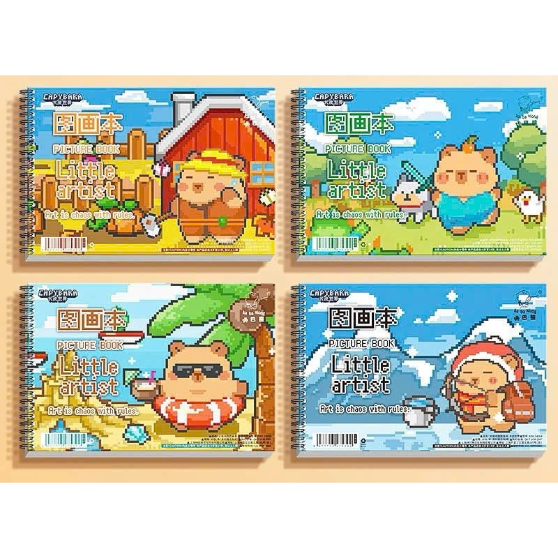 Sổ Vẽ A4 50 Trang Hoạ Tiết Hoạt Hình Capybara Pixel Dễ Thương, Vở Vẽ A4