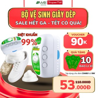  Bộ vệ sinh giày dép AMB xịt giặt khô tiện lợi dung dịch làm sạch giày dép tiện lợi tẩy ố vàng dung tích 150ml 