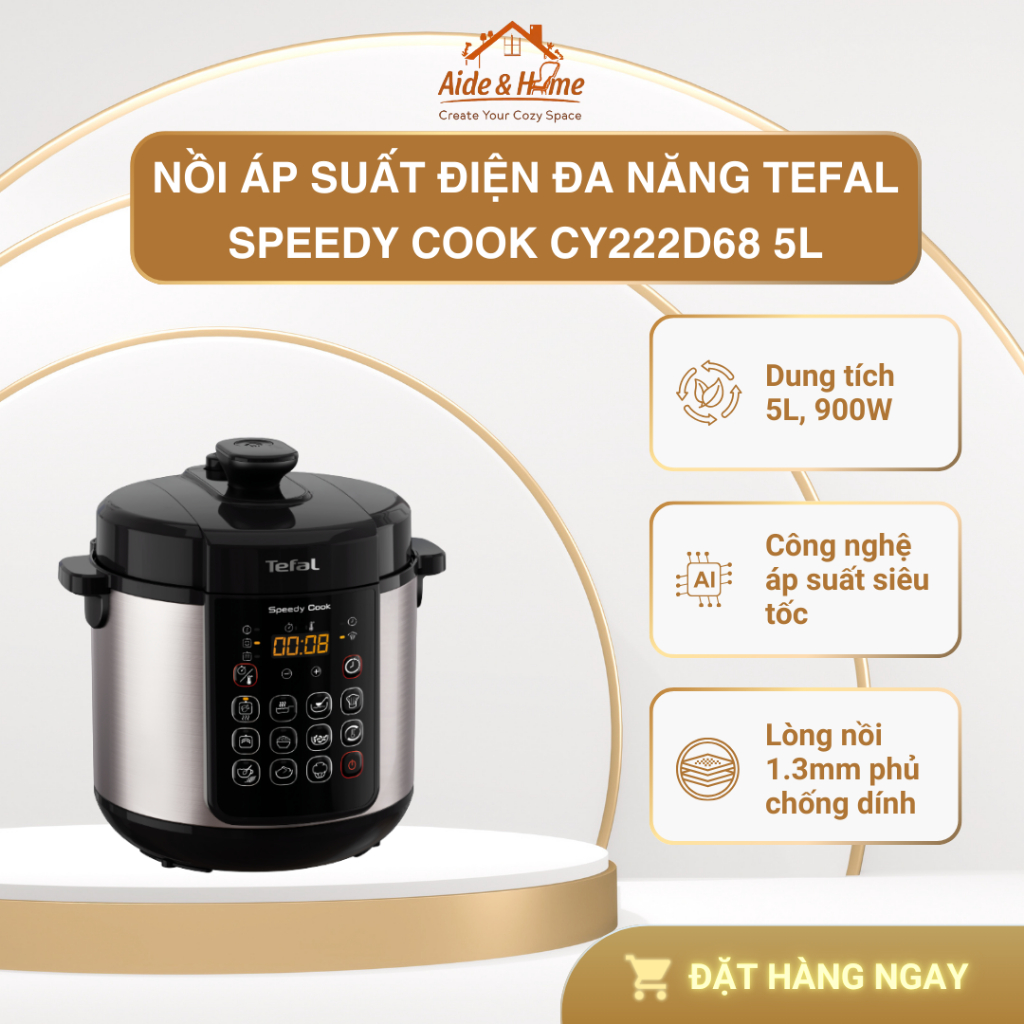 Nồi áp suất điện đa năng Tefal Speedy Cook 5L CY222D68 - Bảo hàng chính hãng 2 năm