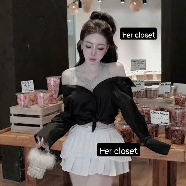 [ HÀNG LOẠI 1 ] Áo sơ mi cổ yếm phối đá bling bling áo sơ mi nữ cổ yếm sang chảnh áo sơ mi nữ cao cấ