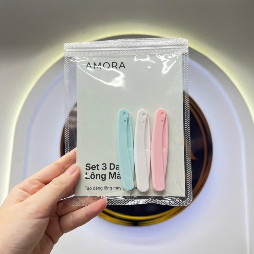 Set 3 dao cạo chân mày AMORA gấp gọn tiện lợi