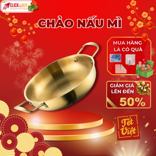 Chảo Inox Mạ Vàng 2 Quai – Nấu Lẩu Mini, Mì Cay, Bếp Gas Du Lịch Cá Nhân 20cm