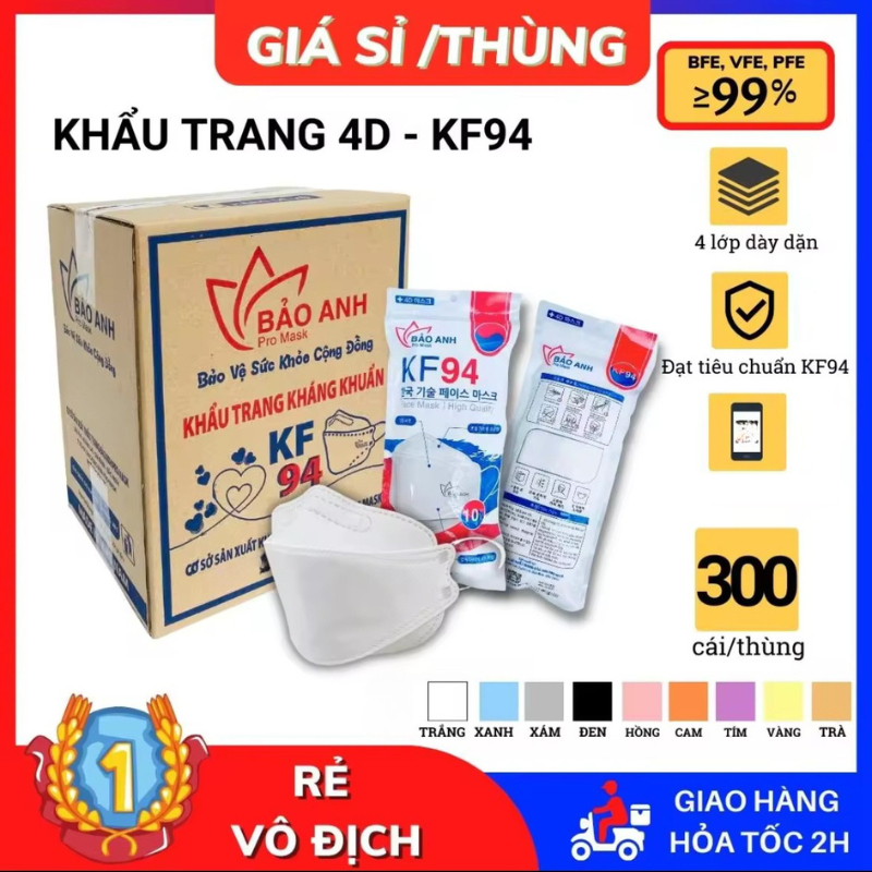 Giá sỉ thùng 300 chiếc khẩu trang KF94 KHẨU TRANG 4D mask KF94 MASK 4 lớp dày dặn kiểu HÀN