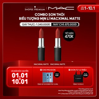   ĐỘC QUYÊN 1-10.1  MAC - Bộ 2 món: Son thỏi MACXIMAL Matte Lipstick 3.5g 