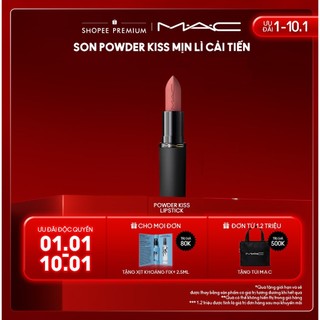   ĐỘC QUYỀN 1-10.1  Son thỏi lì MAC Powder Kiss Lipstick đem đến hiệu ứng mịn lì nhẹ môi giúp làm mờ vân môi và dưỡng ẩm 