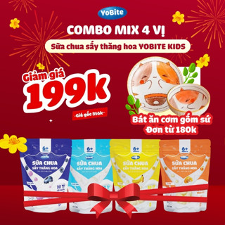   YOBITE  COMBO 4 Túi Zip Mix Vị x 20gr Sữa Chua Khô Sấy Thăng Hoa YOBITE - Đào Truyền Thống Việt Quất Chuối 