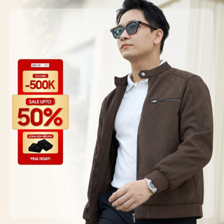  Áo khoác da lộn nam F25 Biker Suede Jacket vải mềm mịn cổ trụ có cúc bấm - THE GMEN ELEGANT EST 2017 