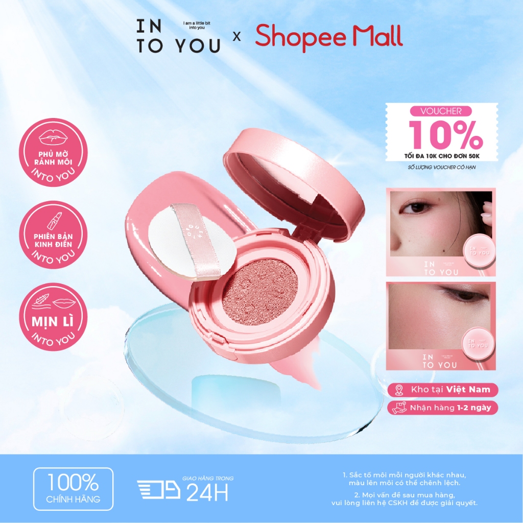  Phấn Má Hồng Cushion INTO YOU Phấn Mịn Lớp Tự Nhiên Không Bí Da Phù Hợp Da Khô Da  Thường CB01 