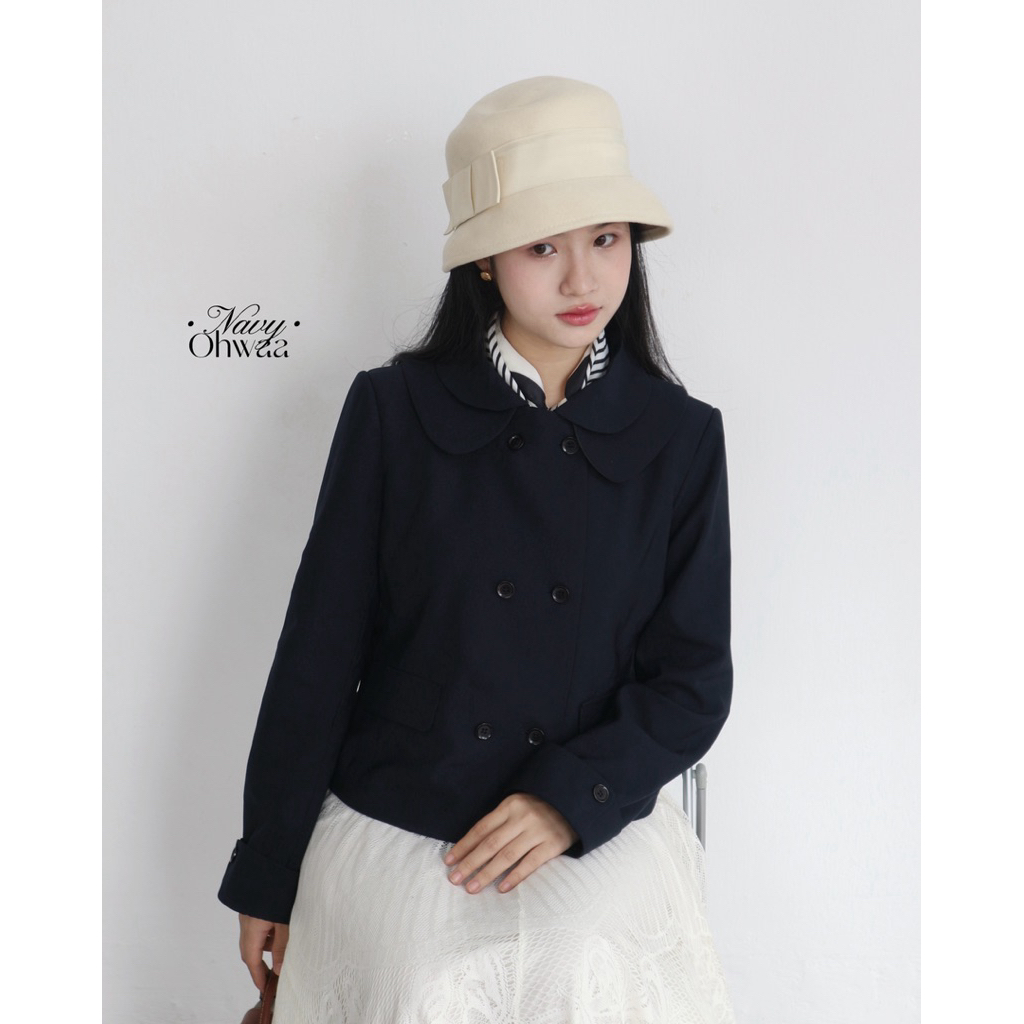 OHWAA | 𝐂𝐡𝐥𝐨𝐞 𝐂𝐨𝐚𝐭 áo khoác thiết kế cổ sen 2 lớp form chuẩn đẹp