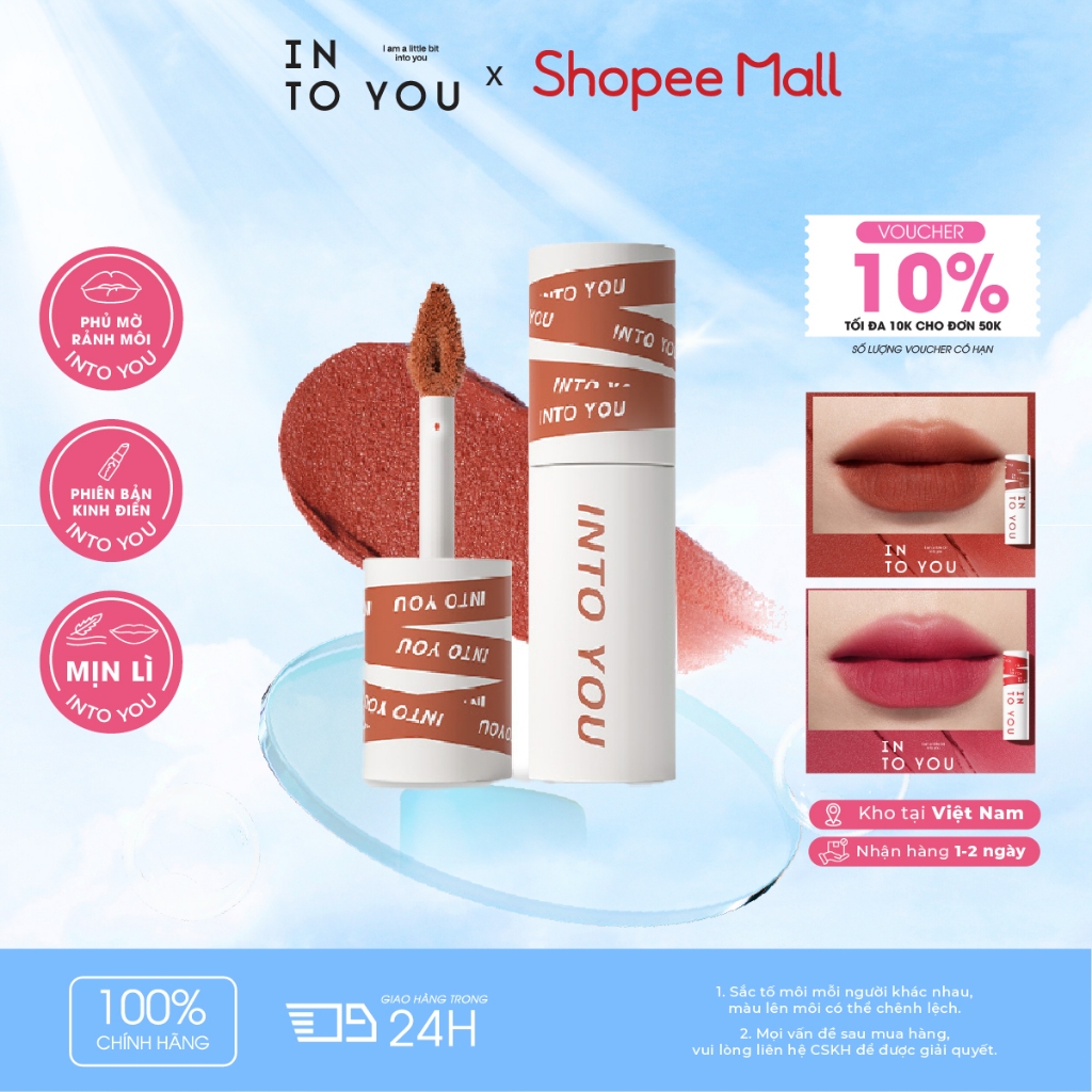 [LIVE] Son Bùn INTO YOU Chất Xốp Mềm Lì Nhẹ Dễ Tán Không Khô Môi Dùng Cho Cả Môi Và Má Em01 2g