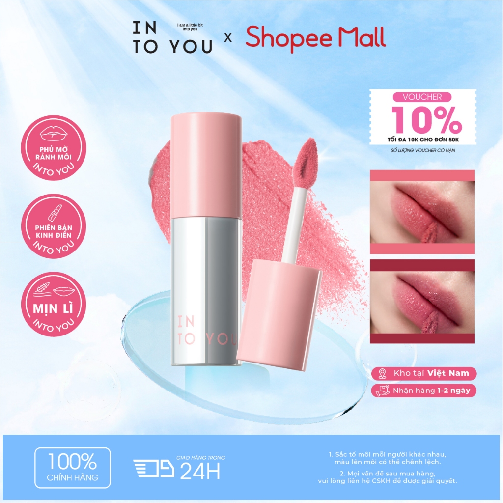 Son Bùn Kim Tuyến INTO YOU Phiên Bản 2.0 Hiệu Ứng Lì Kim Tuyến Đẹp Cả Khi Dùng Trên Má Giữ Ẩm 10 Tiế