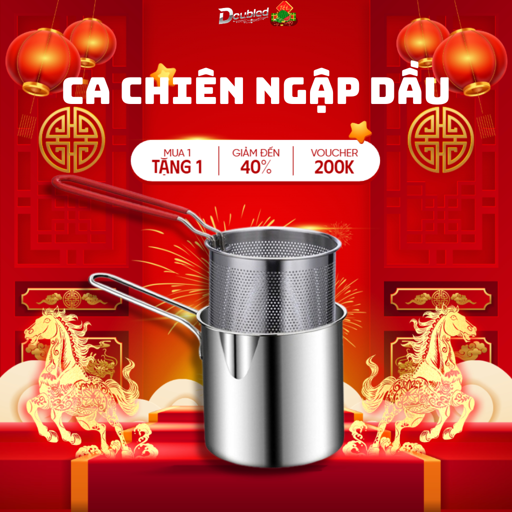 Nồi Chiên Ngập Dầu Bằng Thép Không Gỉ 304, Có Lưới Lọc Tiết Kiệm Dầu Chống Dính Dùng Cho Mọi Bếp