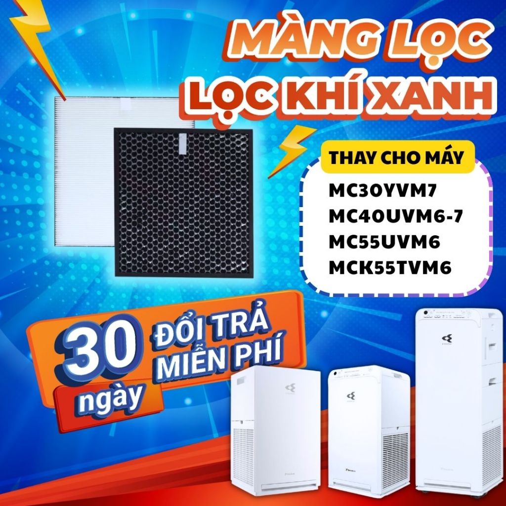 Bộ lọc LocKhiXanh® tương thích cho Màng lọc không khí DAIKIN MCK55TVM6 / MC55UVM6  / MC30YVM7  / MC4