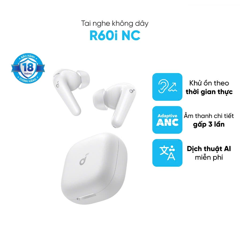 Tai nghe bluetooth ANC Soundcore R60i NC | Hires Audio | Chống ồn đến 52dB | Pin 50h | Phiên dịch | BigBuy360 - bigbuy360.vn