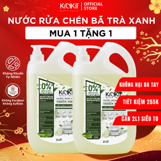  Nước Rửa Chén Hữu Cơ Không Paraben KinKit Can 2.1L Trà Xanh Lên Men Dịu Da An Toàn Mua 1 Tặng 1 