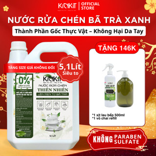  Nước Rửa Chén Hữu Cơ Bã Trà Xanh Lên Men KinKít Can 5.1L Siêu Tiết Kiệm Dịu Da Tay Kháng Khuẩn 