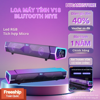  Loa Máy Tính Bluetooth V18 NIYE Âm Thanh Vòm Bass Cực Mạnh Có Led RGB Tích Hợp Micro,Có Núm Chỉnh Âm Lượng Trên Loa 