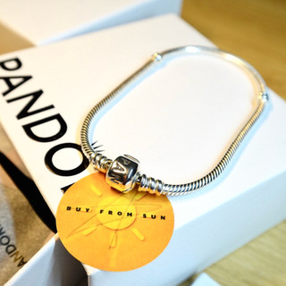  CHÍNH HÃNG - Pandora Moments Snake Chain Bracelet  Barrel Clasp Silver Sterling  - Vòng lắc bạc 925 khoá trụ dáng mềm 